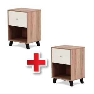 Sahara Pedestal - White & Sahara (1 Drawer) - Set of 2 Pedestals